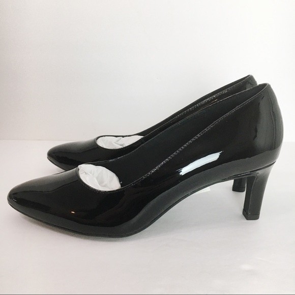 NEW Clarks Women Size 8 Calla Rose Black Patent Leather Heels Pumps Shoes - Picture 6 of 16